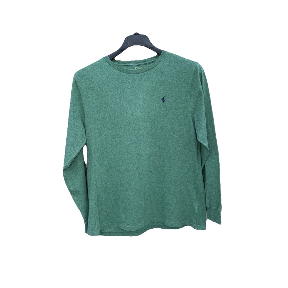 POLO Ralph Lauren Shirt XL /(18-20 )Green Long Sleeve Jersey Cotton Pony Logo.